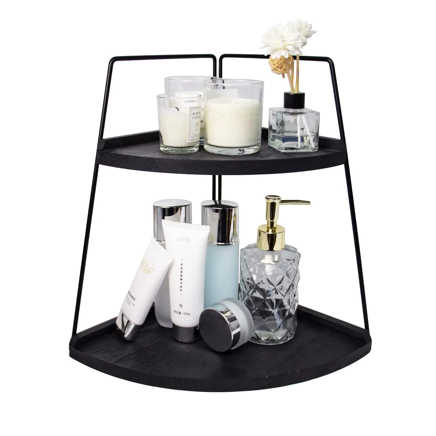 Dual-Tier Vanity Storage Rack - Black