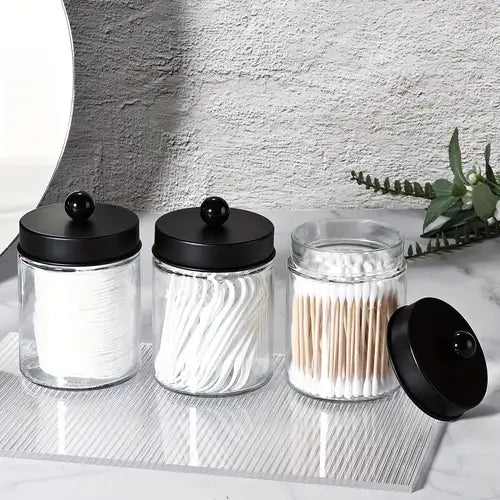 GlamGlass 4-Pack Black Bathroom Organizers