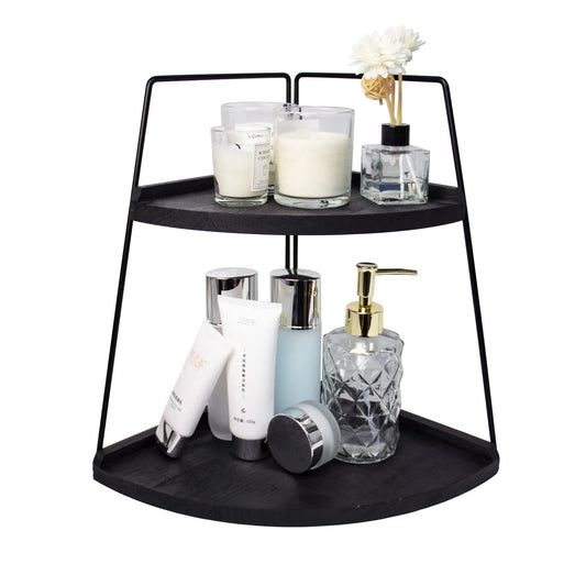 Dual-Tier Vanity Storage Rack - Black