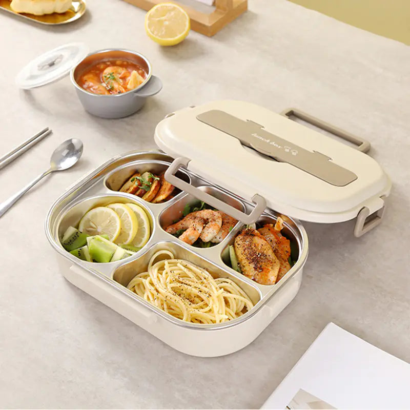 Stainless Steel Sealed Bento Box with Five Compartments