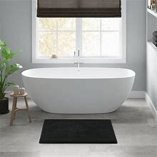 PLUSH PALACE 2-Piece Luxe Bath Mats - Reversible Pure Cotton - 17x24 Black